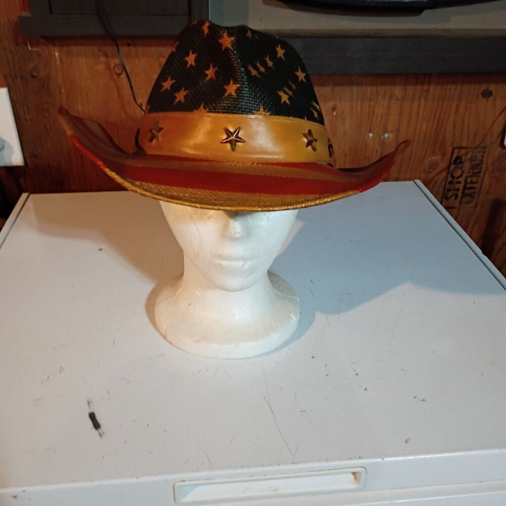 USA Flag Print Western Cowboy Hat 100% Paper, Model WNDH14165